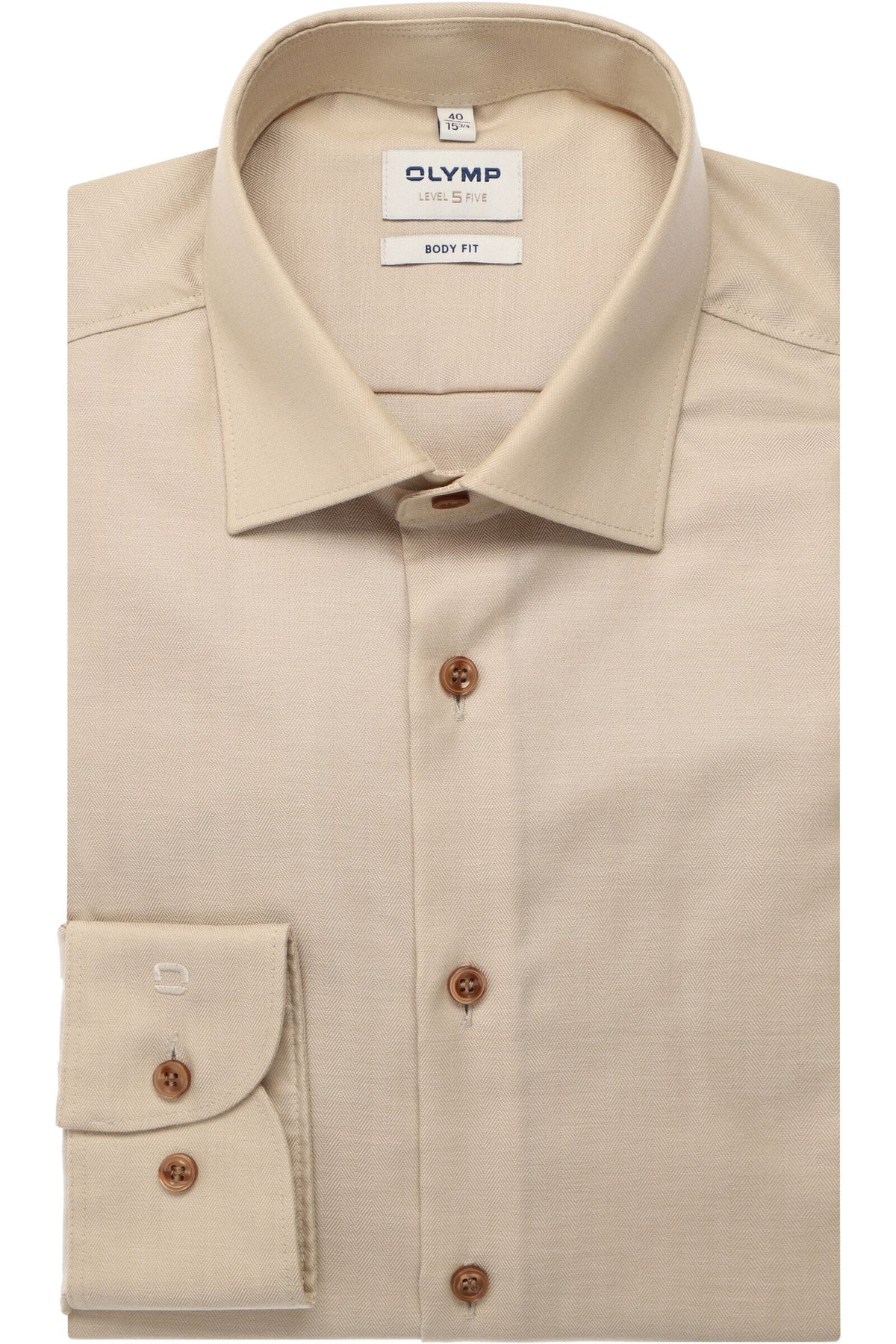 OLYMP Level Five Body Fit Hemd beige, Einfarbig