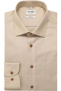 OLYMP Level Five Body Fit Hemd beige, Einfarbig