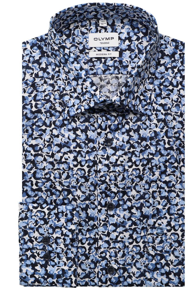 OLYMP Tendenz Modern Fit Hemd bleu/weiss, Gemustert