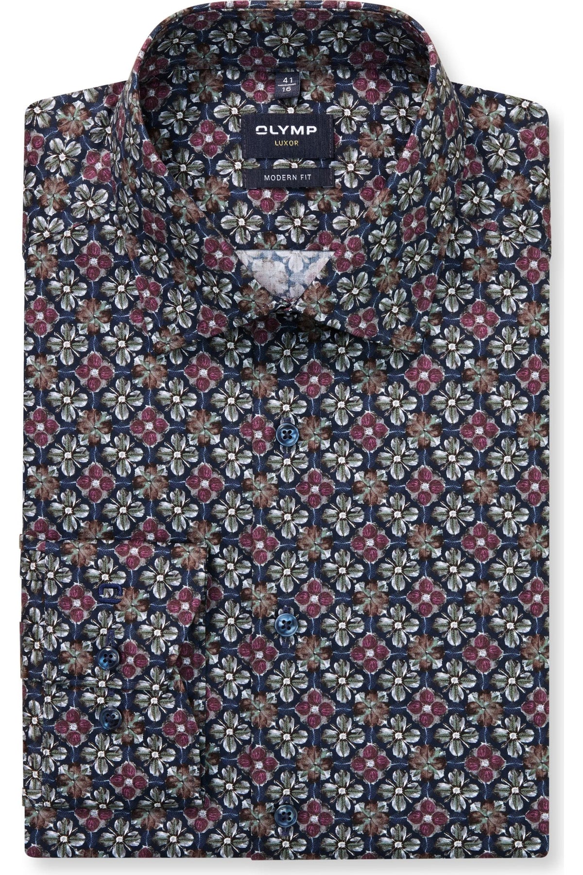 OLYMP Luxor Modern Fit Hemd marine, Bedruckt