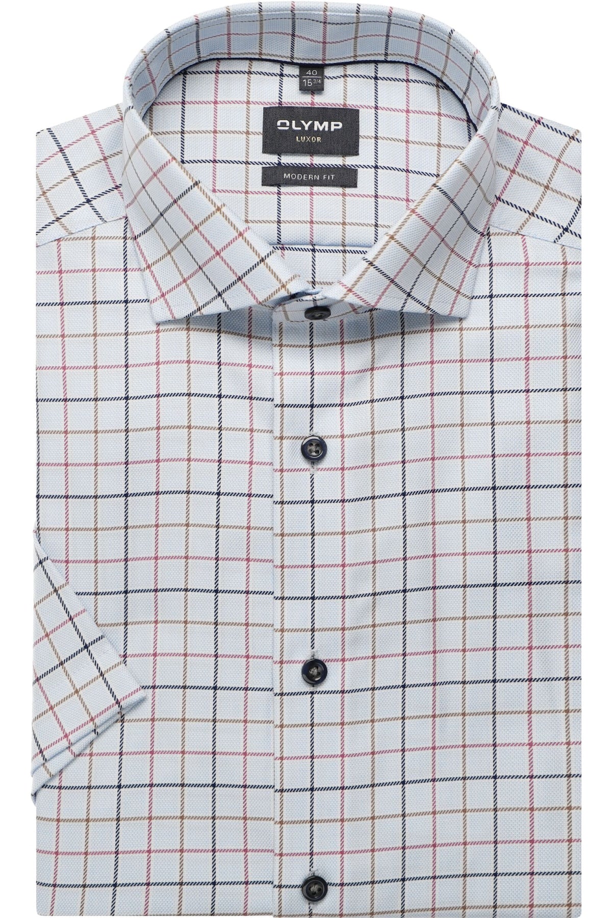 OLYMP Luxor Modern Fit Jerseyhemd blau, Kariert