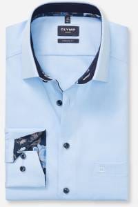OLYMP Luxor Modern Fit Hemd bleu, Faux-uni