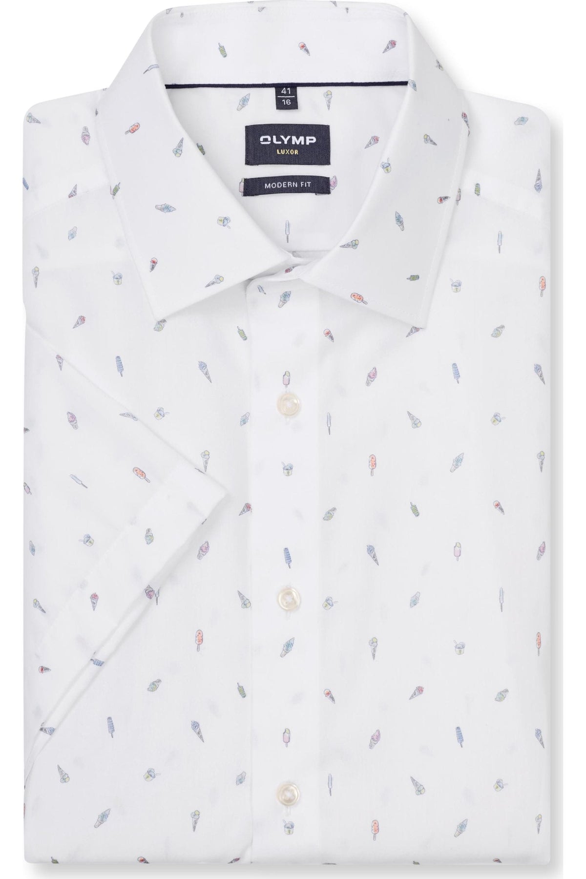 OLYMP Luxor Modern Fit Hemd weiss, Bedruckt