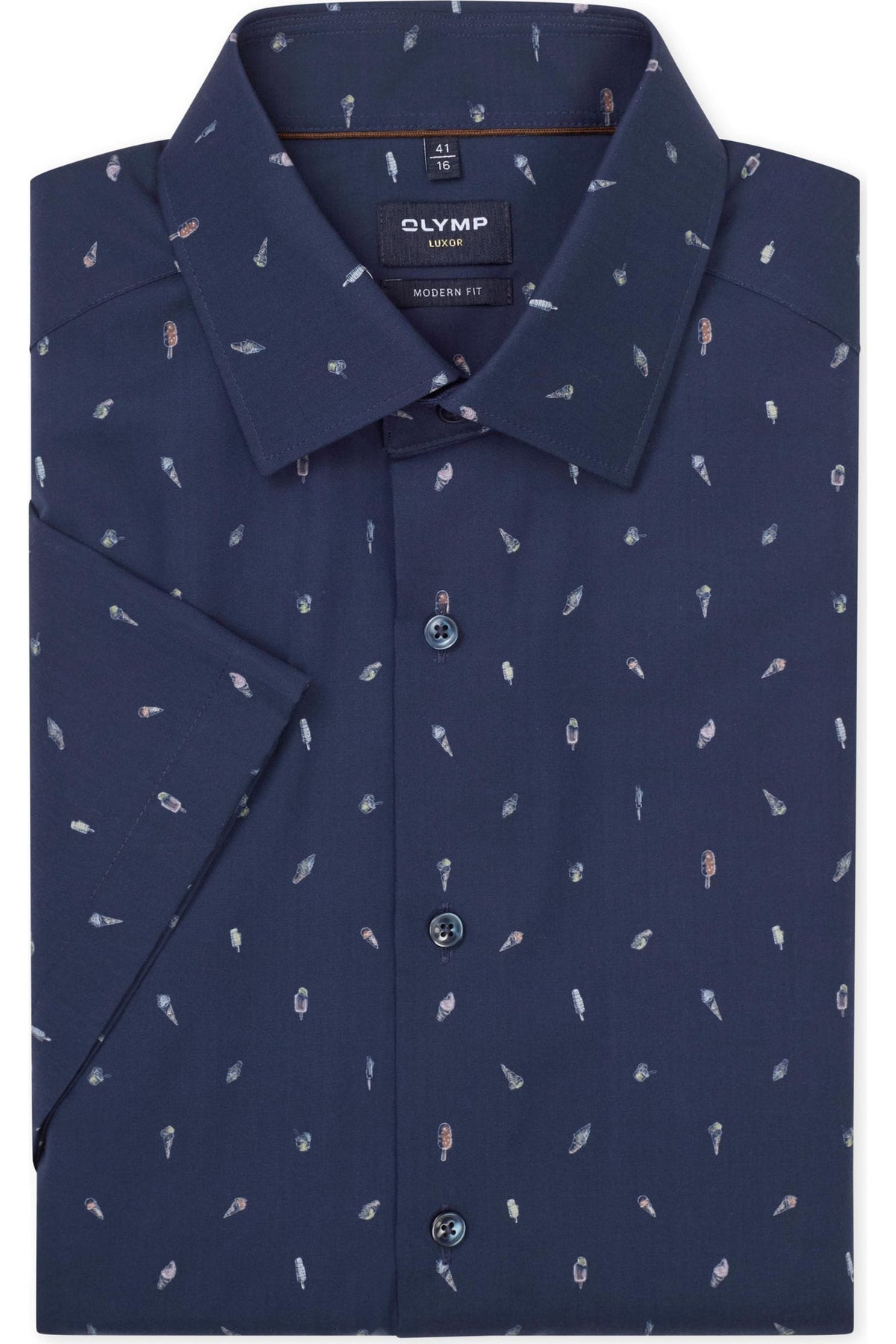 OLYMP Luxor Modern Fit Hemd marine, Bedruckt