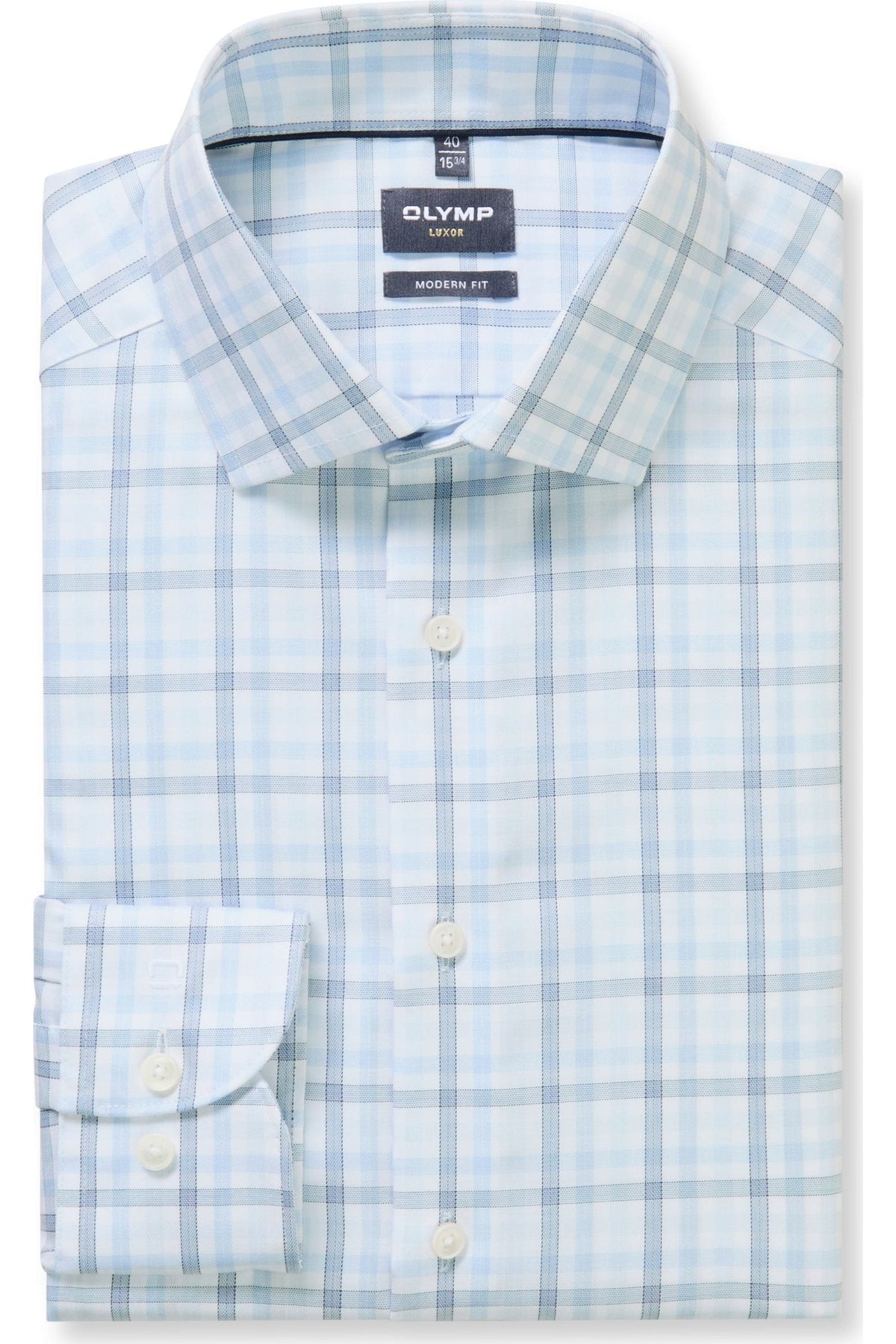 OLYMP Luxor Modern Fit Hemd blau, Kariert