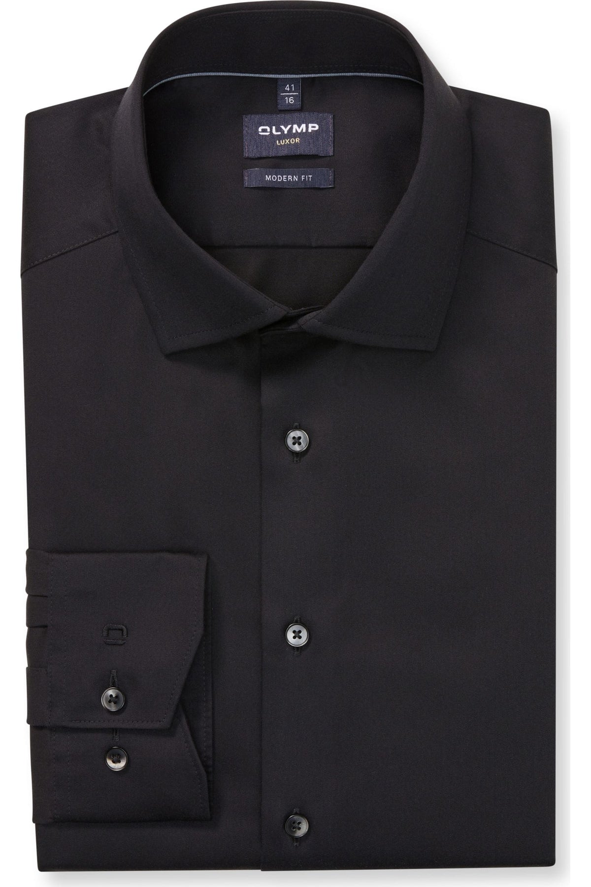 OLYMP Luxor Modern Fit Hemd schwarz, Einfarbig