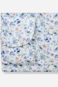 OLYMP Level Five Body Fit Hemd weiss, Blumen