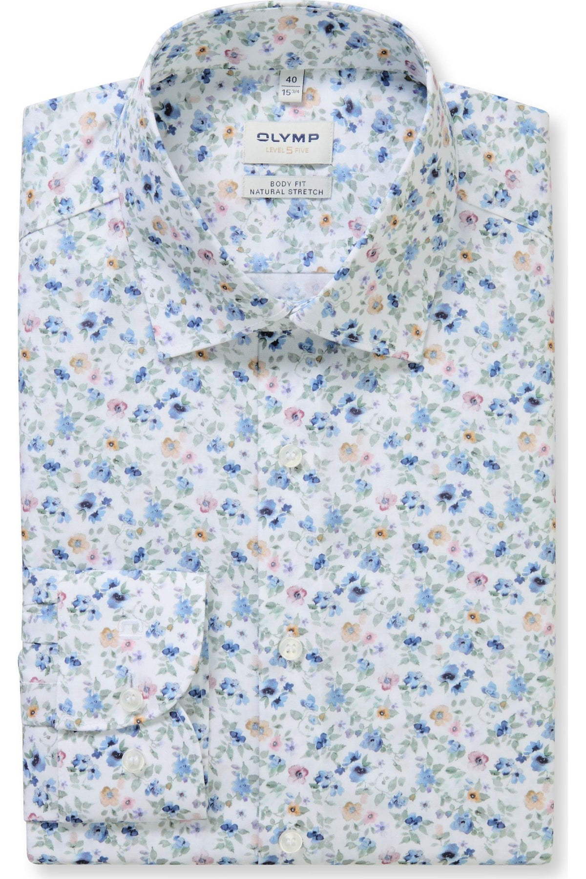 OLYMP Level Five Body Fit Hemd weiss, Blumen