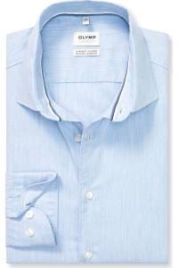 OLYMP Level Five Garment Washed Body Fit Hemd bleu, Einfarbig