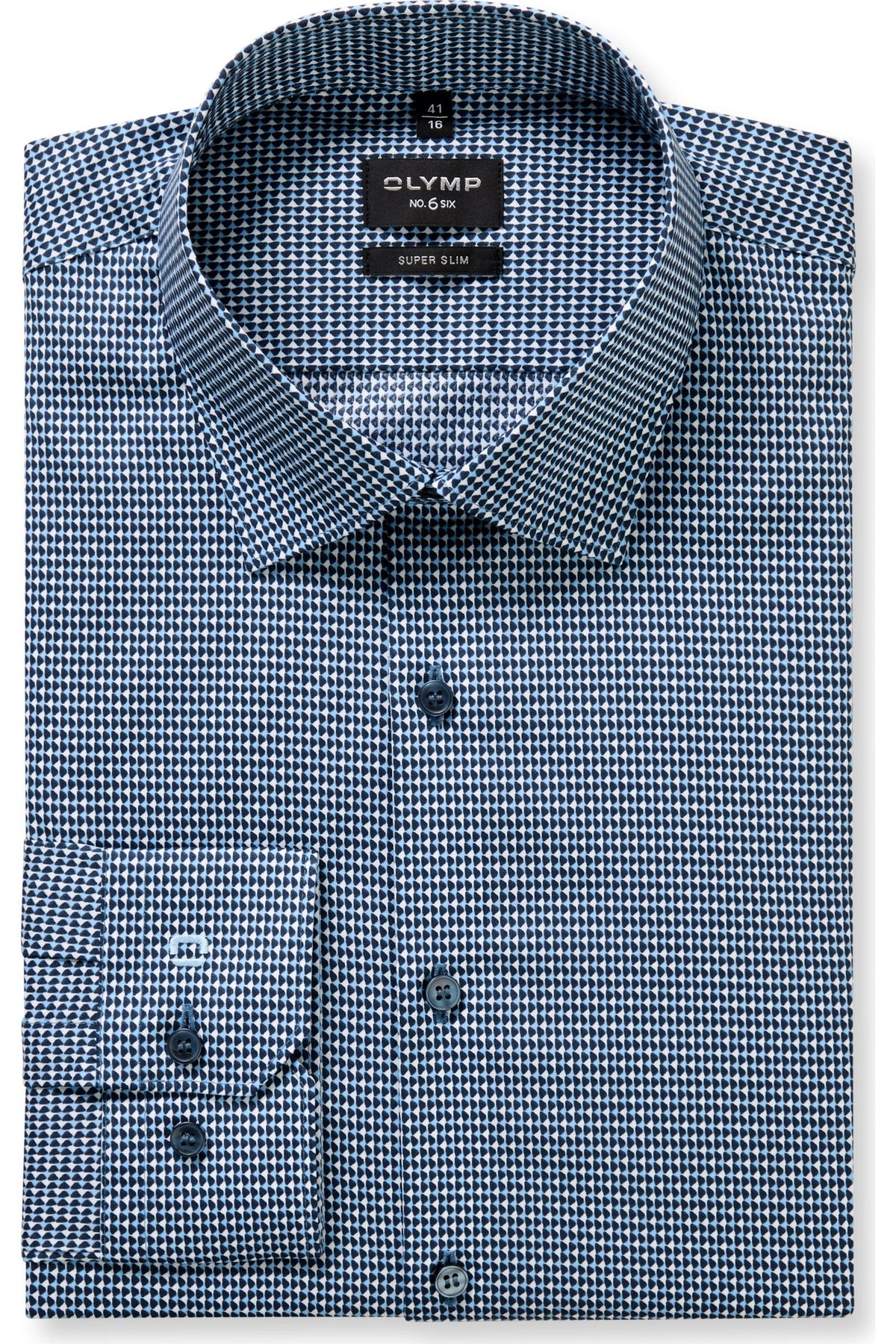 OLYMP No. Six Super Slim Hemd bleu, Bedruckt