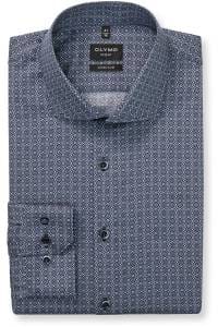 OLYMP No. Six Super Slim Hemd marine, Bedruckt