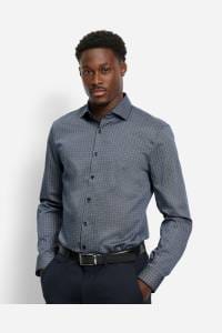 OLYMP No. Six Super Slim Hemd marine, Bedruckt