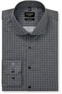 OLYMP No. Six Super Slim Hemd schwarz, Bedruckt
