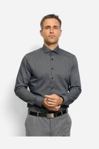 OLYMP No. Six Super Slim Hemd schwarz, Bedruckt