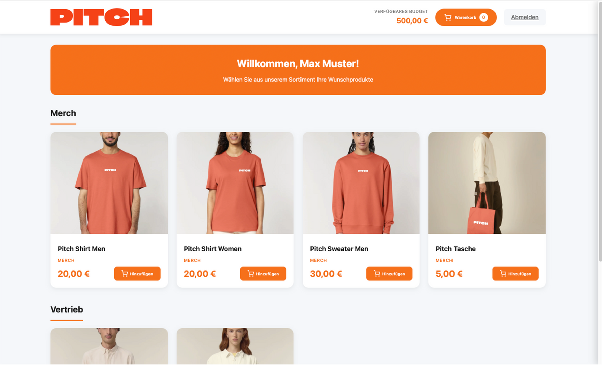 Beispielansicht eines Corporate Shops